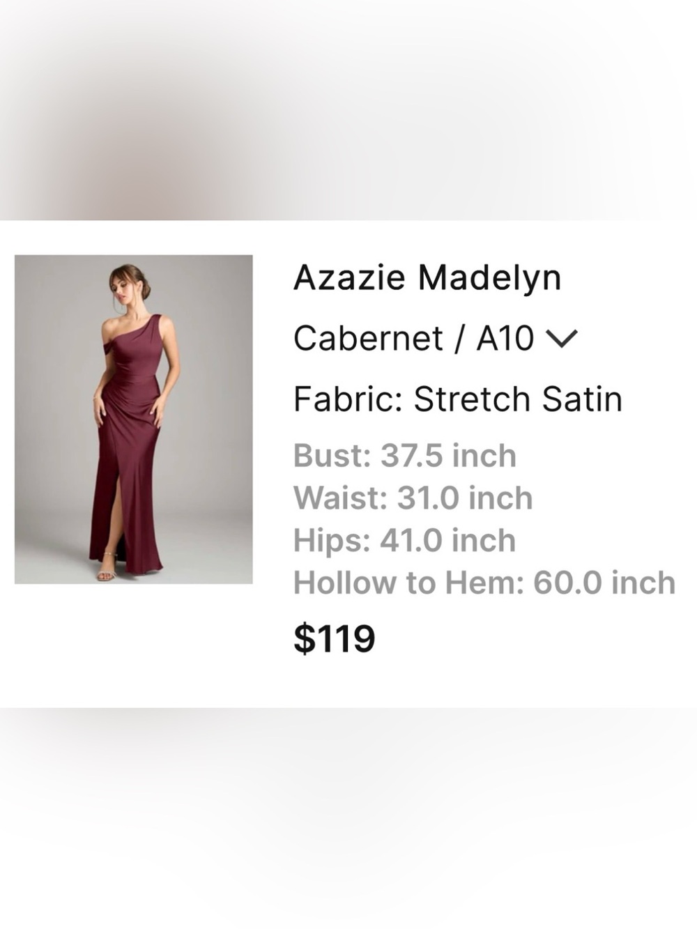 Azazie Cabernet Stretch Satin Bridesmaid Dress